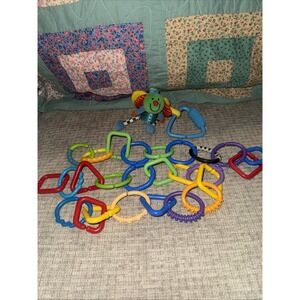 Vintage Kids II Plush Rattler Baby Connection Butterfly Bright Colors Chain Link